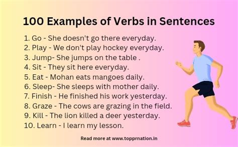 100 Examples Of Verbs In Sentences