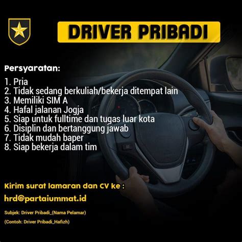 Lowongan Kerja Driver Pribadi Di Partai Ummat LokerJogja ID