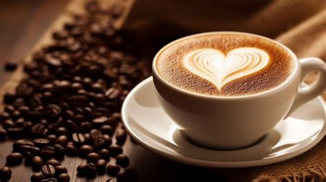 Premium Ai Image A Cup Of Coffee With Heart Shaped Foam On The Top