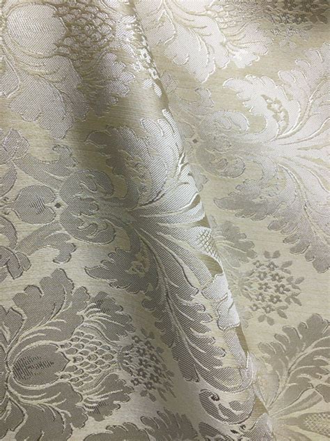 IVORY Damask Jacquard Brocade Flower Floral Fabric 110 In Etsy