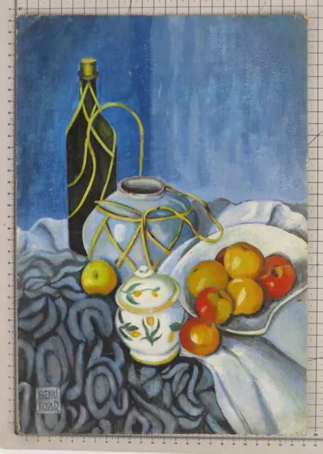 NATURE MORTE SIGNÉ Reynaud Vieux tableau Peinture Piémont Italie Bsn