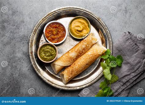 Traditional Indian Dosa Stock Image Image Of Sambar 202279541