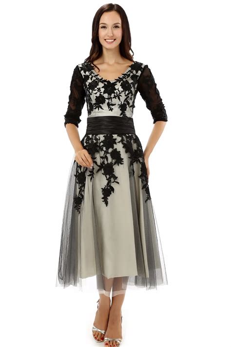 Hot Vintage Mother Of The Bride Dresses Tulle Applique A Line Tea