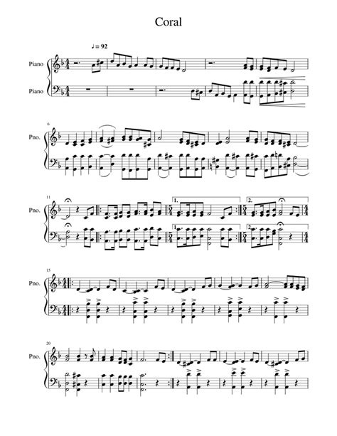 Coral Sheet Music For Piano Piano Duo