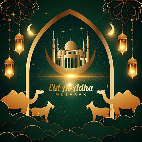 Festival Eid Al Adha Mubarak Schöner Islamischer Grüner Hintergrund