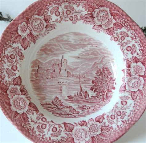 Vintage Pink Transferware Soup Plate By Enoch Wedgwood Etsy