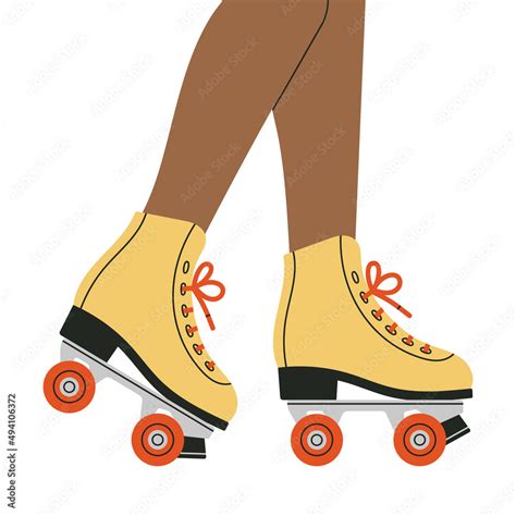 Legs Of A Girl In Roller Skates Sport And Disco Retro Fashion Style