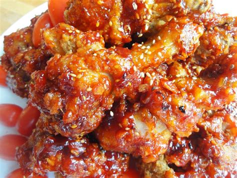 Sweet Sour And Spicy Korean Fried Chicken Yangnyeom Tongdak Recipe Maangchi Recipes