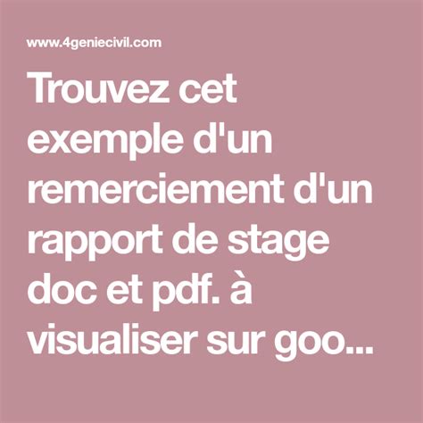 Exemple D Un Remerciement D Un Rapport De Stage Doc Et Pdf