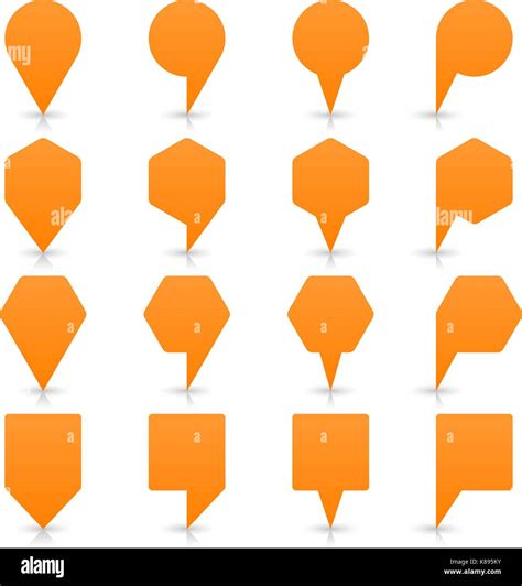 Orange Map Pin Sign Location Icon With Gray Shadow And Reflection On