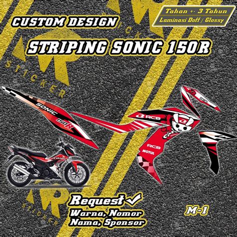 Jual Striping Sonic 150 R Custom Desain Model RCB Stiker Sonic 150 R