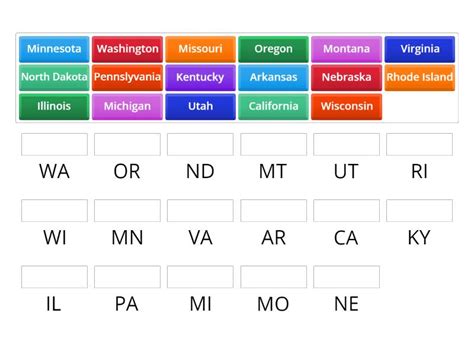 State Abbreviations 2 - Match up