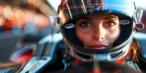 Premium Photo | A woman wearing a helmet and driving a race car Concept ...