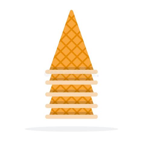 Empty Waffle Cone For Ice Cream Flat Isolated Stock Vector