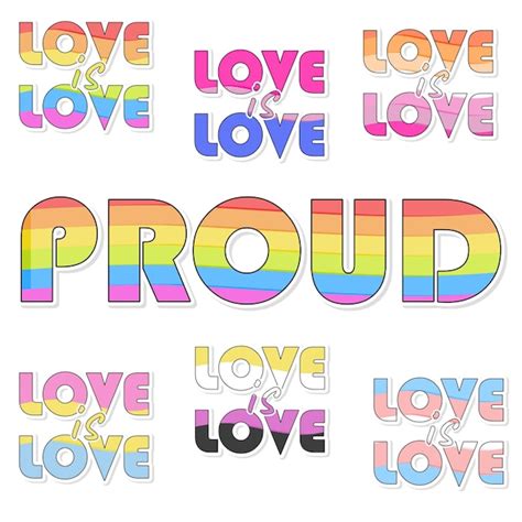 Palabras Amor Es Amor Y Orgullo En Los Colores Del Arco Iris Lgbt