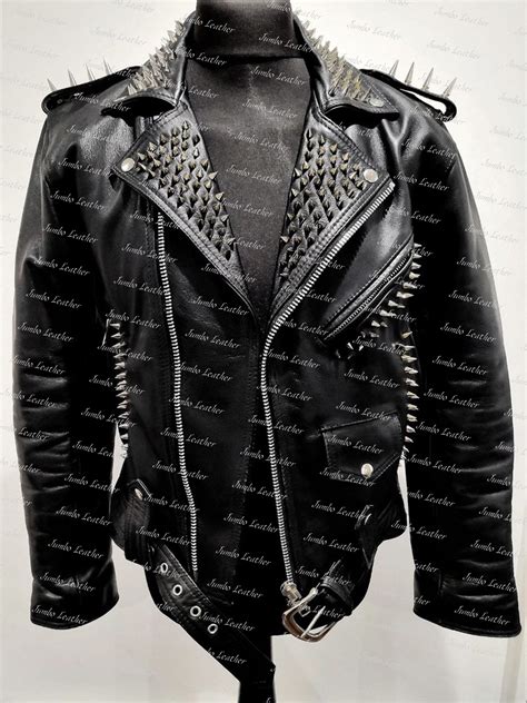 United Stylish Spiked Studded Biker Jacket Men Black Punk Etsy