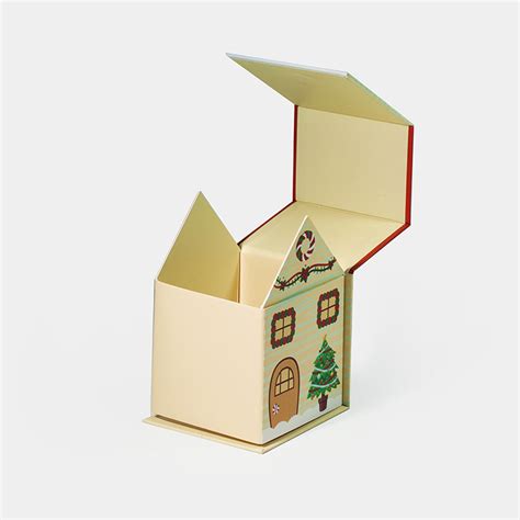 A Cute And Small Collapsible Christmas House Shape Gift Box