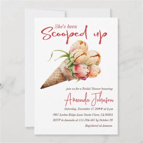 Ice Cream Scooped Up Floral Bridal Shower Invitation Zazzle