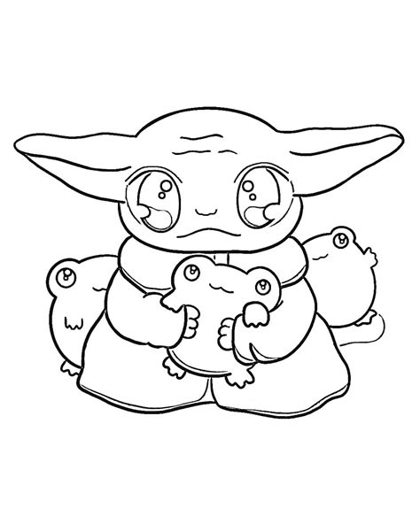 Baby Yoda Eating Frog Coloring Page Coloring Pages