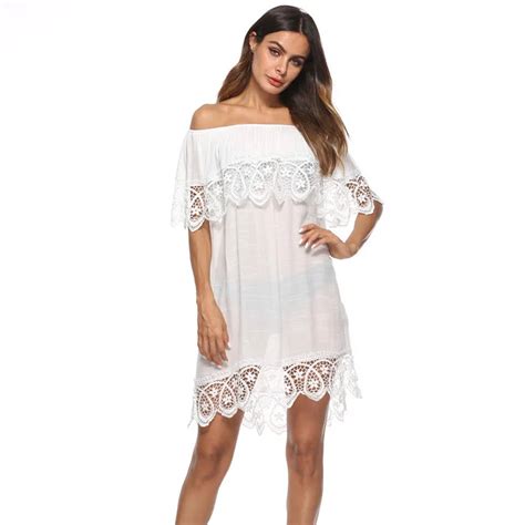 Lace Beach Cover Up Hollow Crochet Swimsuit Beach Dress Swimwear Women