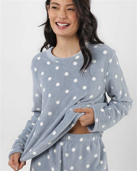 Riachuelo Pijama Longo Feminino Fleece Po Azul Riachuelo