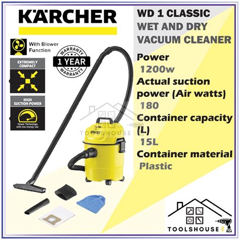 Karcher WD1 Wet Dry Vacuum Cleaner 1200W Shopee Malaysia