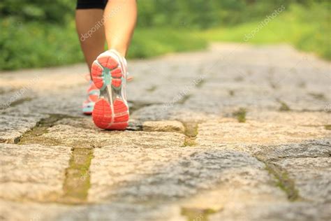 Woman Running At Forest Trail Stock Photo Lzf 56468323