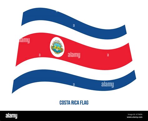 Costa Rica Flag Waving Vector Illustration On White Background Costa