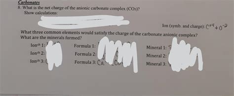 Solved Carbonates 8. What is the net charge of the anionic | Chegg.com