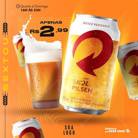 Social Media Sextou Skol Cervejas Bares Psd Editável [download] Designi