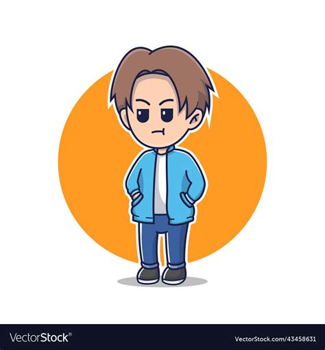 Cartoon flat bad mood boy Royalty Free Vector Image