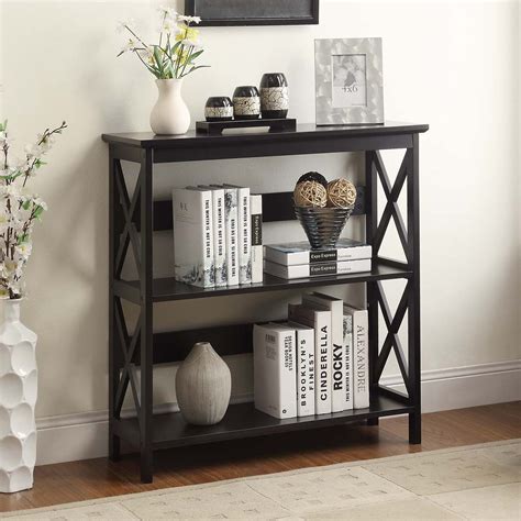 3 Tier Bookcase Shelves Shelf Storage Display Living Room Entryway Wood