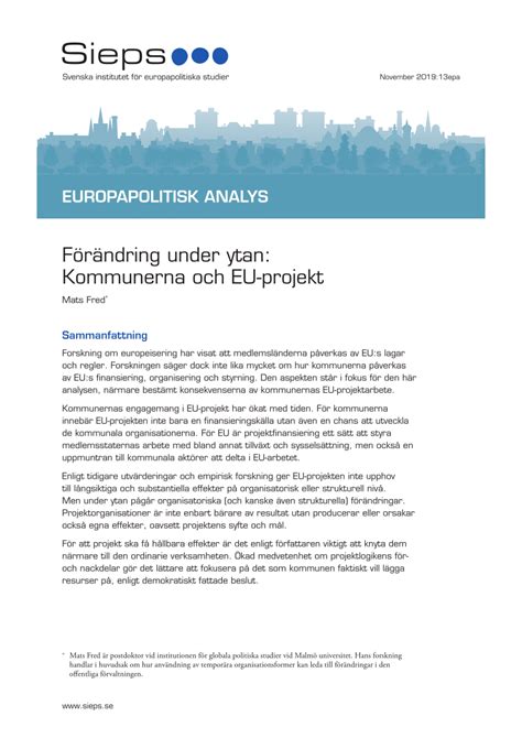 PDF Förändring under ytan Kommunerna och EU projekt