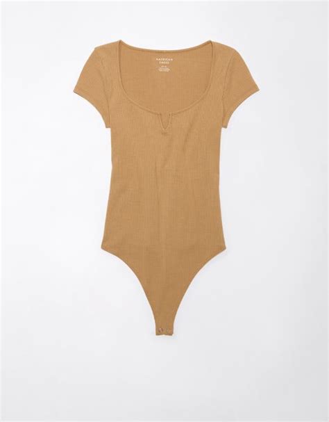 Ae Short Sleeve Notch Neck Bodysuit