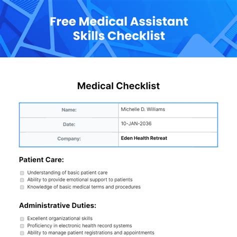 Free Medical Checklist Templates And Examples Edit Online And Download