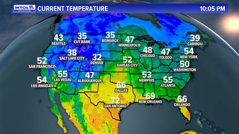 Current Us Temps Map