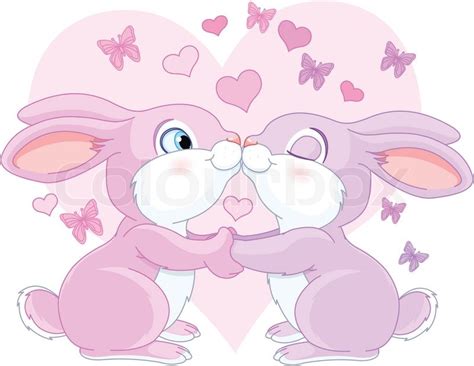 Two Valentine Rabbits In Love Stock Vector Colourbox