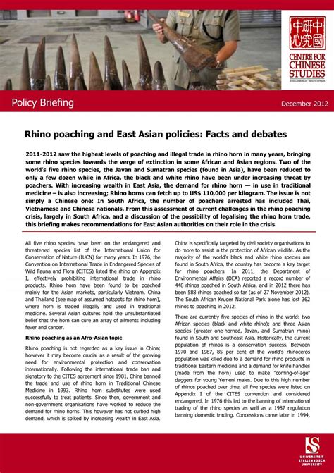 Rhino poaching and East Asian policies - The Centre for Chinese