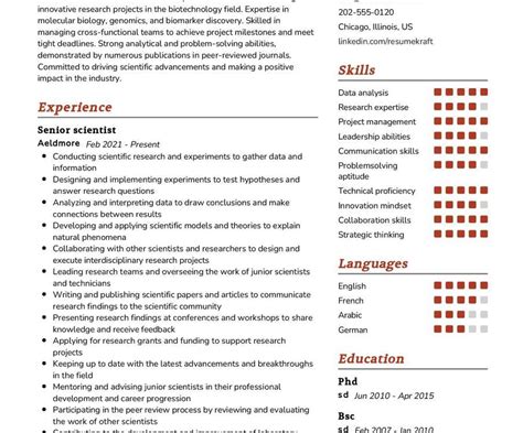 Senior Scientist Resume Sample in 2025 - ResumeKraft