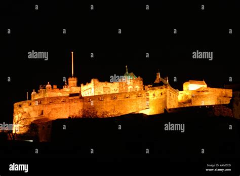 Edinburgh castle at night Stock Photo - Alamy