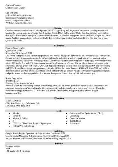 Resume For An Internal Position Samples And Guide 2025