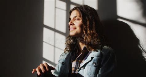 Relaxed Woman Sitting In Sunny Field Stock Photo Image Of Healthy