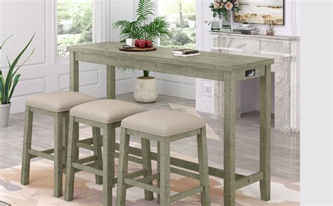 Amazon P Purlove Piece Counter Height Bar Table Set Long