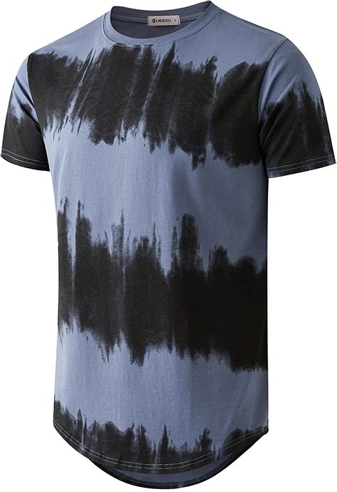 Hot Sale Mens Hip Hop Tie Dyed Hipster Curve Hem Blank T Shirt Support