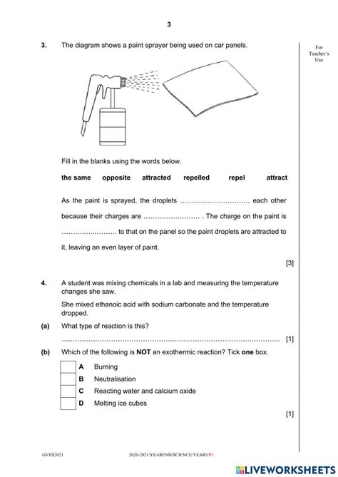 1151365 Year End Science Year 9 Paper 1 Lieyenjef