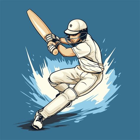 Premium Vector Cricket Player In Action Vector Illustration Of A