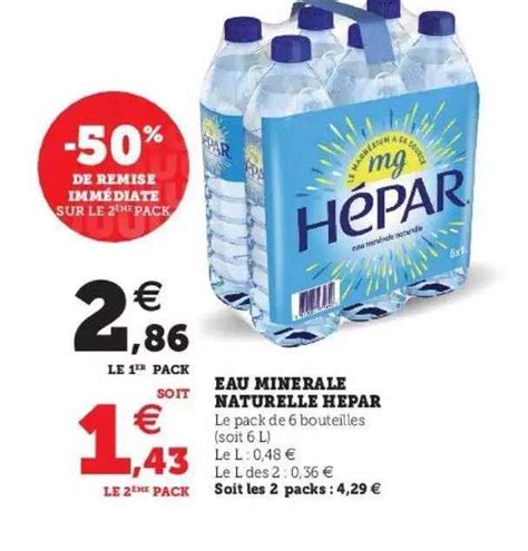 Promo Eau Min Rale Naturelle Hepar De Remise Imm Diate Sur Le Me