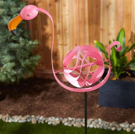 Twirling Metal Pink Flamingo Garden Stake Housewarming Gift Etsy