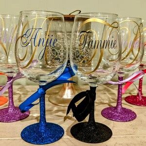 Personalized Glitter Wine Glasses - Etsy