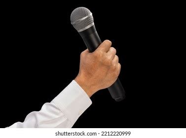 Hand Holding Microphone Speech Isolated On Stock Photo 2212220999 ...